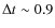 $\Delta{t}\sim 0.9$