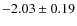 $-2.03\pm0.19$