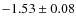 $-1.53\pm0.08$