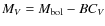 $M_{V} = M_{\rm bol} - BC_{V}$