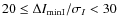 $20 \leq \Delta I_{{\rm min I}}/\sigma_I < 30$