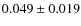 $0.049\pm0.019$