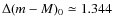 $\Delta (m-M)_0\simeq 1.344$