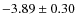 $-3.89 \pm 0.30$