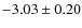 $-3.03 \pm 0.20$