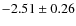 $-2.51 \pm 0.26$