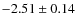 $-2.51 \pm 0.14$