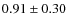 $0.91\pm0.30$