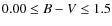 $0.00 \leq B -V \leq 1.5$