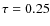 $\tau
= 0.25$