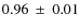 $0.96~\pm~0.01$