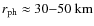 $r_{\rm ph} \approx 30{-}50~{\rm km}$
