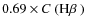 $0.69\times\mbox{$C$ (H$\beta$ )}$