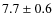 $ 7.7\pm 0.6$