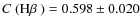$\mbox{$C$ (H$\beta$ )}=0.598\pm0.020 $
