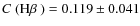 $\mbox{$C$ (H$\beta$ )}= 0.119\pm0.041 $
