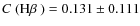 $\mbox{$C$ (H$\beta$ )}= 0.131\pm0.111 $