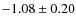 $-1.08\pm0.20$