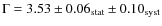 $\Gamma=3.53\pm0.06_{\rm stat}\pm0.10_{\rm syst}$
