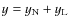 $y=y_{\rm N}+y_{\rm L}$