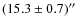 $(15.3\pm0.7)\hbox{$^{\prime\prime}$ }$