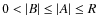 $0<\vert B\vert\leq \vert A\vert \leq R$
