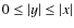 $0\leq \vert y\vert\leq \vert x\vert $