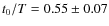 $t_0/T = 0.55 \pm 0.07$