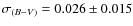$\sigma_{(B-V)} = 0.026 \pm 0.015$