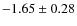 $-1.65\pm0.28$