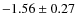 $-1.56\pm0.27$