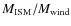 $M_{\rm ISM}/M_{\rm wind}$