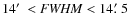 $14\hbox{$^\prime$ }< {\it FWHM} < 14\hbox{$.\mkern-4mu^\prime$ }5$