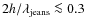 $2h/\lambda_{{\rm jeans}} \la 0.3$