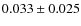 $ 0.033\pm0.025$