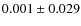 $ 0.001\pm0.029$