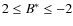 $2\leq B^{*} \leq - 2$