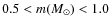 $0.5<m(M_{\odot})<1.0$