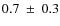 $0.7~\pm~0.3$
