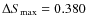$\Delta S_{\rm
max}=0.380$