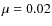 $\mu =
0.02$