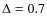 $\Delta = 0.7$