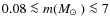 $0.08\la m(\mbox{$M_\odot$ })\la7$