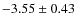 $-3.55\pm0.43$