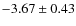 $-3.67\pm0.43$