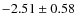 $-2.51\pm0.58$