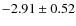 $-2.91\pm0.52$