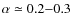 $\alpha \simeq 0.2{-}0.3$