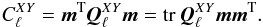 \begin{equation} \label{eq:qml_bias} C_\ell^{XY} = \vec m^\mathrm T \vec Q_\ell^{XY}\vec m = \mathrm{tr}\:\vec Q_\ell^{XY}\vec m\vec m^\mathrm T. \end{equation}