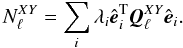\begin{equation} \label{eq:noise_bias2} N_\ell^{XY} = \sum_i\lambda_i\hat{\vec e}_i^\mathrm T\vec Q_\ell^{XY}\hat{\vec e}_i. \end{equation}